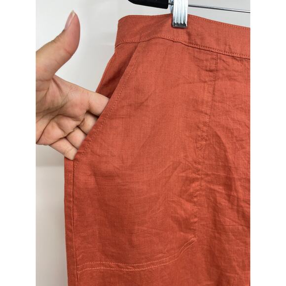 Marc New York Andrew Marc Womens Bruschetta Orange Midi Button Skirt NEW Large - Picture 4 of 12